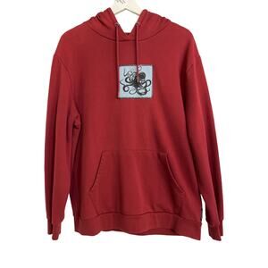 Always One Octopus Graphic Hoodie Mens Large Red Pullover Sweatshirt Kangaroo